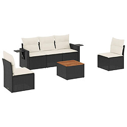 vidaXL Salon de jardin 6 pcs avec coussins noir résine tressée