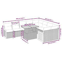 Avis Maison Chic Salon de jardin 10 pcs avec coussins, Ensemble Tables et chaises d'extérieur noir résine tressée -GKD119018