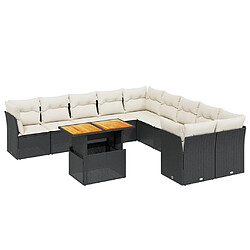 Maison Chic Salon de jardin 11 pcs avec coussins, Ensemble Tables et chaises d'extérieur noir résine tressée -GKD454876