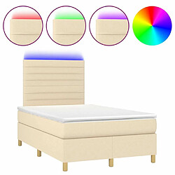 Maison Chic Lit adulte- Lit + matelas + LED,Sommier à lattes de lit matelas et LED crème 120x190 cm tissu -GKD26220