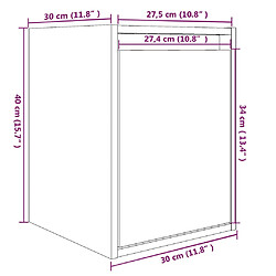 vidaXL Armoires murales 2 pcs Gris 30x30x40 cm Bois de pin massif pas cher