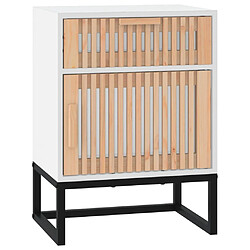 Maison Chic Table de chevet,Table de Nuit,Meuble de Rangement blanc 40x30x55,5 cm bois d’ingénierie et fer