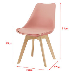 Lot de 6 Chaises de Salle à Manger Scandinave Siège Cuisine Plastique Similicuir Hêtre 81 x 49 x 57 cm Rose [en.casa]