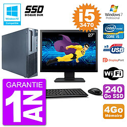 PC Lenovo M82 SFF Ecran 27" i5-3470 RAM 4Go SSD 240Go Graveur DVD Wifi W7 · Occasion 