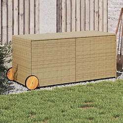 vidaXL Boîte de rangement de jardin et roues mélange beige 283L rotin