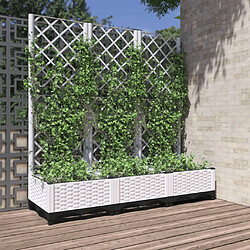 vidaXL Jardinière avec treillis Blanc 120x40x121,5 cm PP