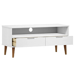 Maison Chic Meuble TV scandinave - Banc TV pour salon MOLDE Blanc 106x40x49 cm Bois de pin massif -MN13739 pas cher