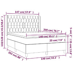 vidaXL Sommier à lattes de lit avec matelas Noir 140x200 cm Tissu pas cher