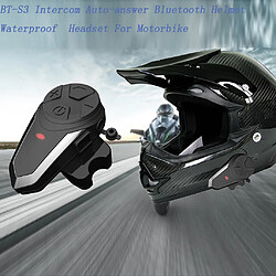 BT-S3 Intercom Auto-réponse Bluetooth pour casque étanche pour moto Noir