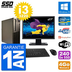 PC Lenovo M82 SFF Ecran 27" Intel Core i3-3220 RAM 4Go SSD 240Go Windows 10 Wifi · Occasion 