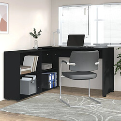 Maison Chic Bureau solide,Table de travail,Bureau d'ordinateur d'angle Noir Bois d'ingénierie -GKD85122