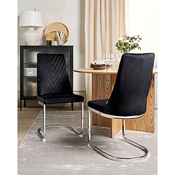 Beliani Chaise de salle à manger Chaise en porte-à-faux ALTOONA Set de 2 Velours Noir