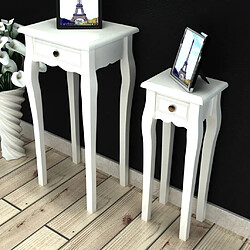 vidaXL Table gigogne 2 pcs avec tiroir Blanc 