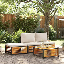 vidaXL Salon de jardin avec coussins 4 pcs bois d'acacia massif