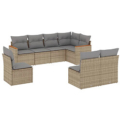 vidaXL Salon de jardin avec coussins 8pcs mélange beige résine tressée