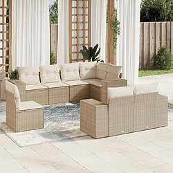 vidaXL Salon de jardin avec coussins 8 pcs beige résine tressée 