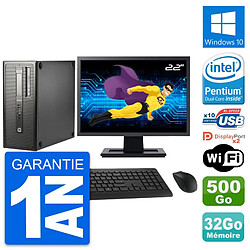 PC Tour HP 800 G1 Ecran 22" Intel G3220 RAM 32Go Disque 500Go Windows 10 Wifi - Occasion