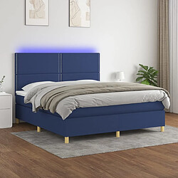 vidaXL Sommier à lattes de lit et matelas et LED Bleu 160x200 cm Tissu