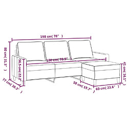 vidaXL Canapé à 3 places avec repose-pieds Rose 180 cm Velours pas cher