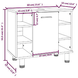 vidaXL Armoire de bain Chêne fumé 60x32x53,5 cm Bois d'ingénierie pas cher