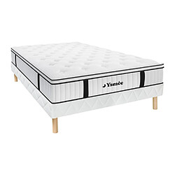 Vente-Unique Ensemble 160 x 200 cm sommier + matelas ressorts ensachés surmatelas intégré ép.28cm - AMERICAN DREAM de YSMÉE 