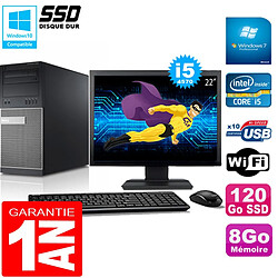 PC Tour DELL 9020 Core I5-4570 Ram 8Go Disque 120 Go SSD Wifi W7 Ecran 22" - Occasion