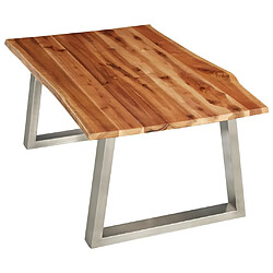 Avis vidaXL Table basse 100x60x40 cm Bois d'acacia et acier inoxydable