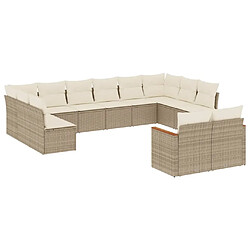 Maison Chic Salon de jardin avec coussins 12 pcs, Ensemble Tables et chaises de jardin, beige résine tressée -GKD328078