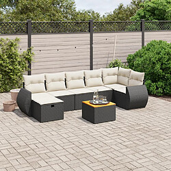 vidaXL Salon de jardin 8 pcs avec coussins noir résine tressée