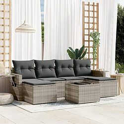 vidaXL Salon de jardin avec coussins 7 pcs gris clair résine tressée 