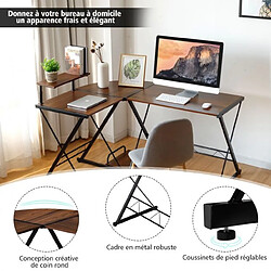 Acheter Helloshop26 Bureau d'angle en forme l détachable avec support pour moniteur 147 x 112 x 79 cm noyer 20_0004821