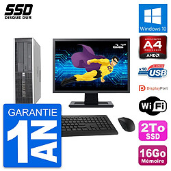 PC HP 6305 Pro SFF Ecran 22" AMD A4-5300B RAM 16Go SSD 2To Windows 10 Wifi · Occasion 