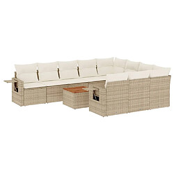 Maison Chic Salon de jardin 11 pcs avec coussins, Ensemble Tables et chaises d'extérieur beige résine tressée -GKD954429