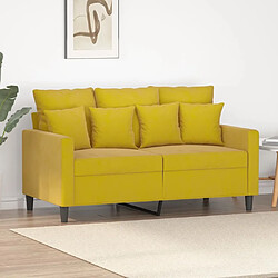 Maison Chic Canapé à 2 places,Sofa de Salon,Canapé droit Jaune 120 cm Velours -GKD712482