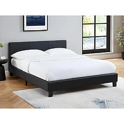 Vente-Unique Lit 140 x 190 cm - Simili - Noir + Matelas - CORNELIUS II 