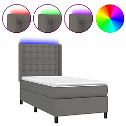 Sommier à lattes et matelas LED,Cadre à lattes de lit pour Adulte Gris 90x200 cm Similicuir -MN31944