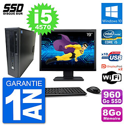 PC HP EliteDesk 800 G1 Ecran 19" Core i5-4570 RAM 8Go SSD 960Go Windows 10 Wifi · Occasion 