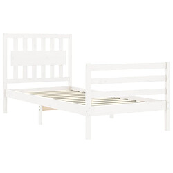 Maison Chic Cadre/structure de lit avec tête de lit pour adulte - Lit Moderne Chambre blanc simple bois massif -MN11373 pas cher