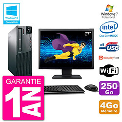 PC Lenovo M82 SFF Ecran 27" G2020 RAM 4Go Disque 250Go Graveur DVD Wifi W7 - Occasion