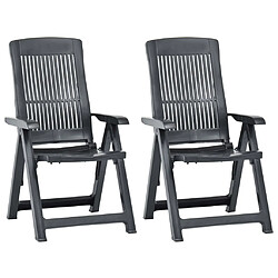 vidaXL Chaises inclinables de jardin lot de 2 Plastique Anthracite