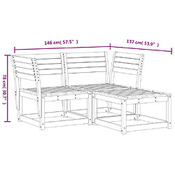 vidaXL Salon de jardin 3 pcs bois de pin massif pas cher