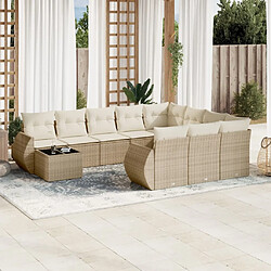 Maison Chic Salon de jardin 11 pcs avec coussins | Ensemble de Table et chaises | Mobilier d'Extérieur beige résine tressée -GKD75635