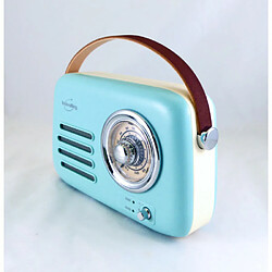 Inovalley Radio vintage portative Bluetooth bleue