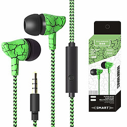 Casque Intra-Auriculaire À Commande Filaire Avec Microphone Prise Stéréo 3,5 Mm Écouteurs À Fil Tressé À La Mode Vert