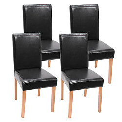 Mendler Lot de 4 chaises de séjour Littau ~ simili-cuir, noir, pieds clairs