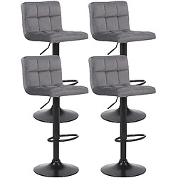 Non Lot de 4 tabourets de bar Feni velours