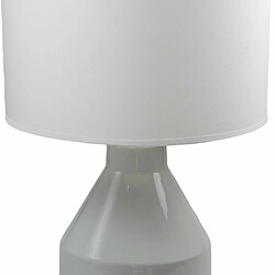 Corep Lampe a poser ceramique abat jour coton blanc luminaire LED E27 chambre salon