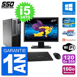 PC Lenovo M82 SFF Ecran 27" Intel i5-3470 RAM 16Go SSD 120Go Windows 10 Wifi · Occasion 