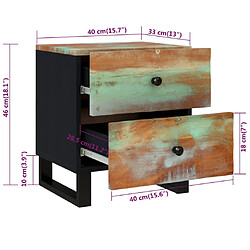 vidaXL Table de chevet 40x33x46 cm Bois massif de récupération pas cher