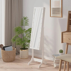 Avis vidaXL Miroir sur pied blanc avec LED blanc 34x37x146 cm